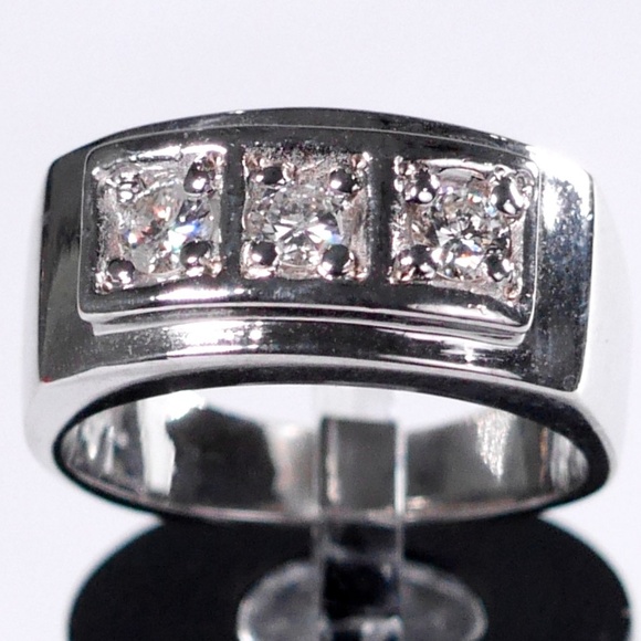 14k MensDiamond Ring .75 tcw SOLID White Gold WG karat 3/4 carat ct - Picture 1 of 8